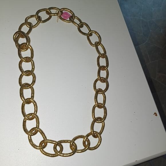 Iris Apfel & Bajalia Gold Toned Oval Link Long Statement Necklace - Picture 2 of 4
